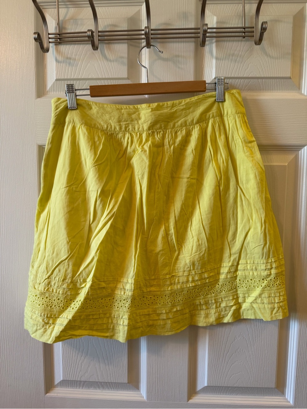 LOFT Yellow Cotton Eyelet A-Line Skirt